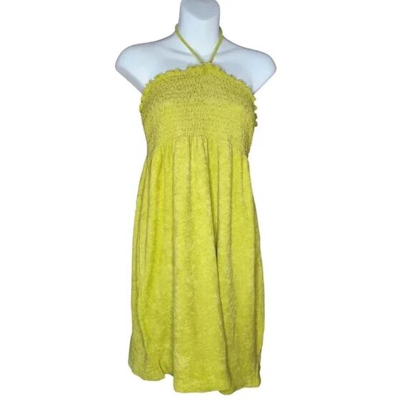 Wild fable green apple smocked terrycloth halter dress nwt - Picture 1 of 7